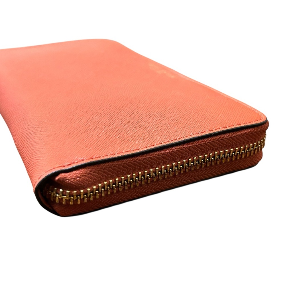 Henri Bendel Zip Around Wallet Orange Saffiano Leather - Picture 6 of 10